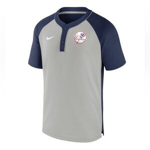 NIKE Men's New York Yankees Navy Silver Plate Performance Henley Raglan NWT XL